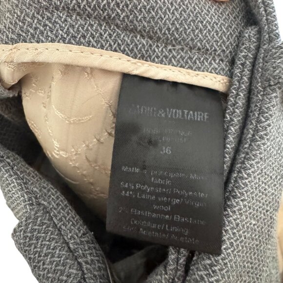 Zadig & Voltaire grey cropped wool posh trouser pants size 36 - Picture 9 of 9